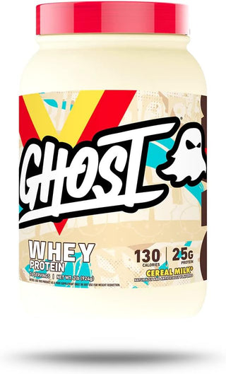 Ghost Whey Protein - 2lbs 924g, 26 Servings per Tub, Gluten Free, Soy Free, 100% Whey Protein Blend 25Grams of Protein (Cereal Milk)